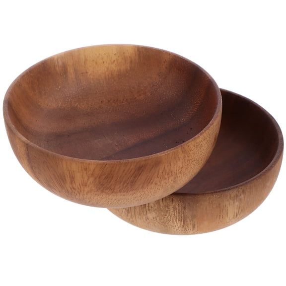 ACDANC Large Fruit Bowl Wood Serving Acacia Salad Bowls Decor Wooden Small Make Tea 2 Pcs