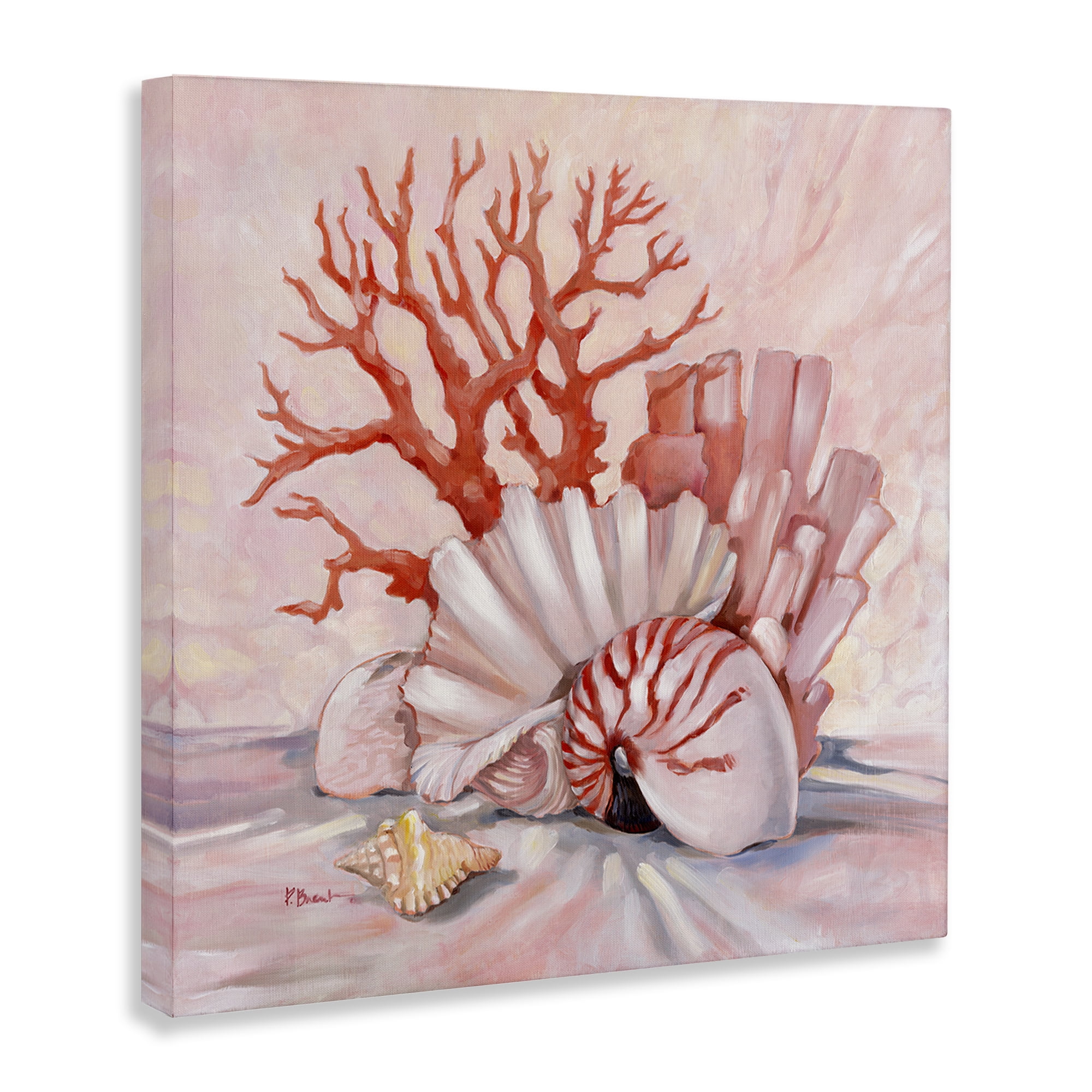 Stupell Industries Pink Coral Still Life Animals & Insects Painting Gallery Wrapped Canvas Art Print Wall Art, 24 x 24