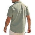 thumbnail image 6 of Stamzod Mens Button Up Shirts Short Sleeve Summer Turndown Casual Shirts Beach Vacation Hawaiian Shirt for Men Green-2 M, 6 of 6