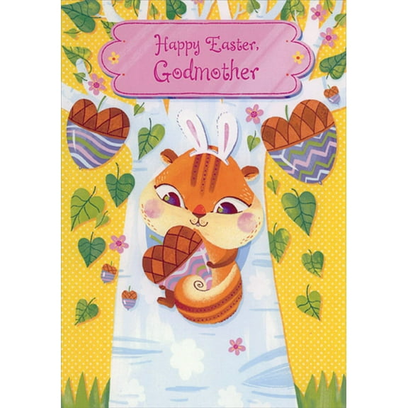 Designer Greetings Cute Squirrel Holding Heart Shaped Acorn Juvenile Godmother Easter Card from Young Child : Kid