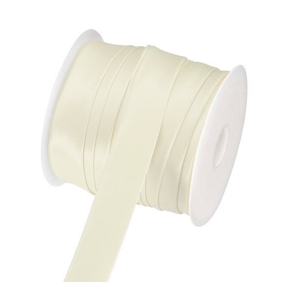 Uxcell Double Fold Bias Tape for Sewing, 1 Inch x 25 Yards Satin Bias Binding Tape Continuous Bulk for Quilting Binding Seaming Hemming Fabric Piping DIY Craft, Beige White
