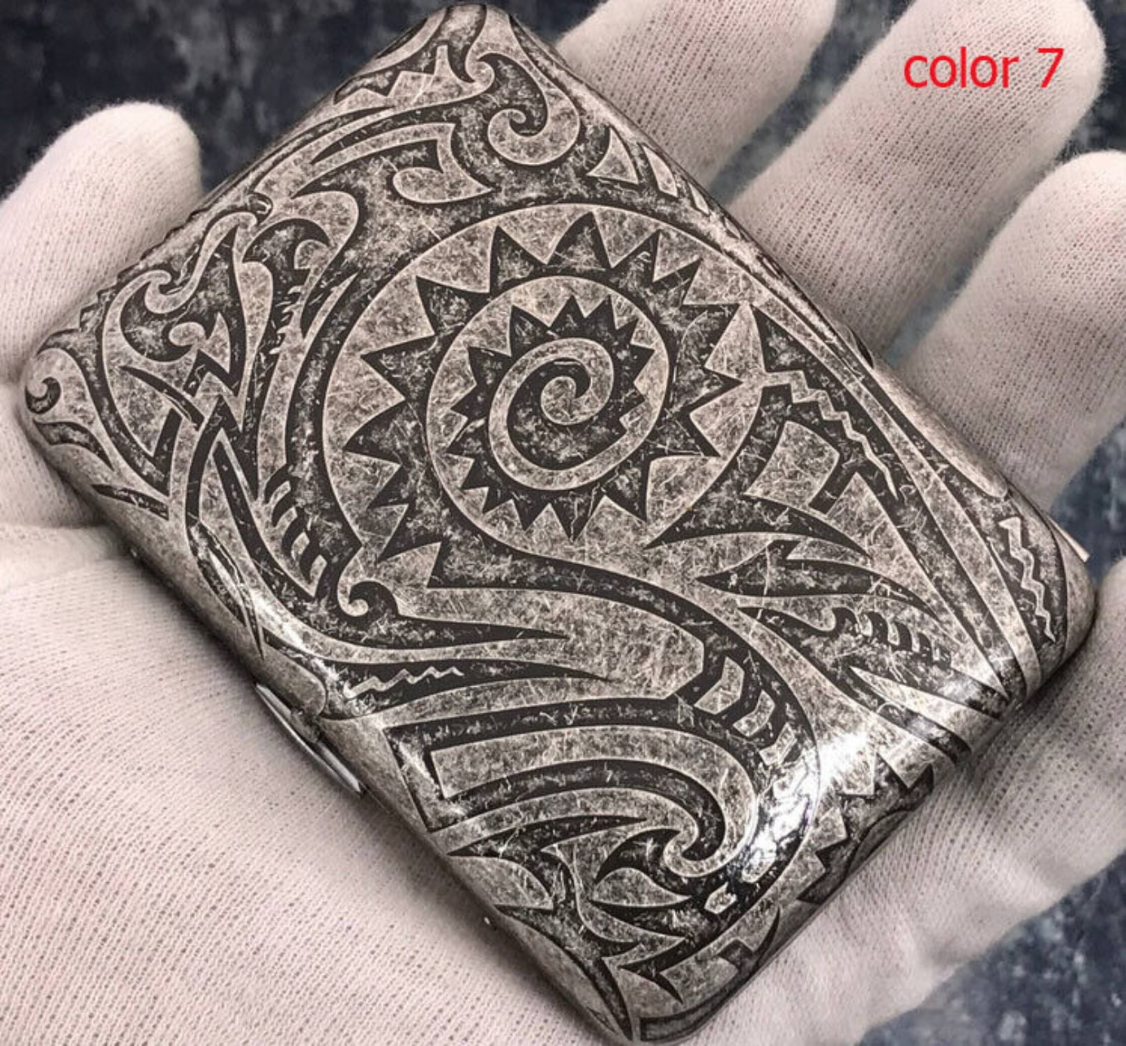 Brand new, handmade, brass, metal engraved cigarette case, holds 16 cigarettes -