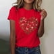 thumbnail image 4 of Primavera Top Mujeres de Moda de Cuello Redondo con Patrones de Corazón de Manga Corta Camiseta Top para Uso Diario Y de Fiesta, 4 of 5