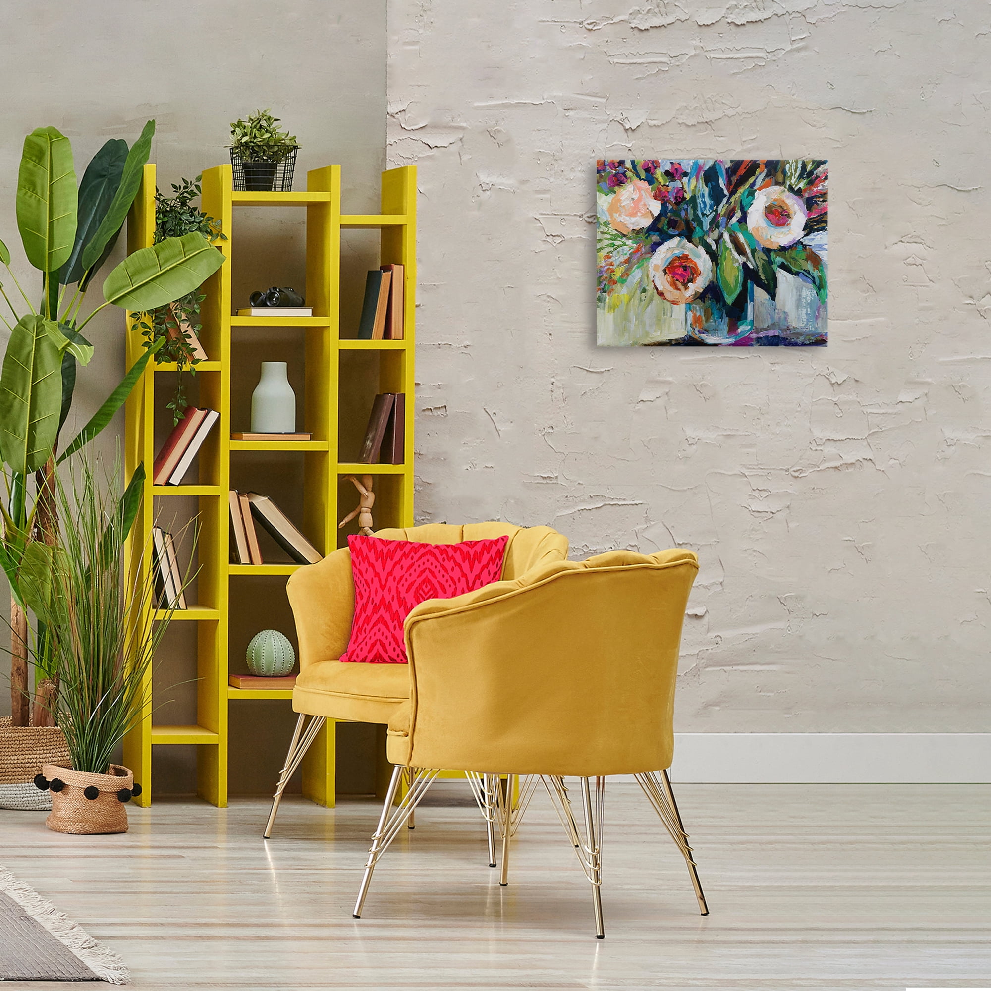 Stupell Industries Modern Fiesta Flowers Plants & Flowers Painting Wrapped Canvas Art Print Wall Art, 20 x 16