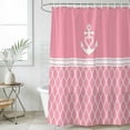 thumbnail image 6 of Polyester Fabric Anchor Morocco Shower Curtain, Modern Nautical Pink Boho Stripes Waterproof Bathtub Curtain Bathroom Decor Set with Hooks 54 x 78 Inches, 6 of 6