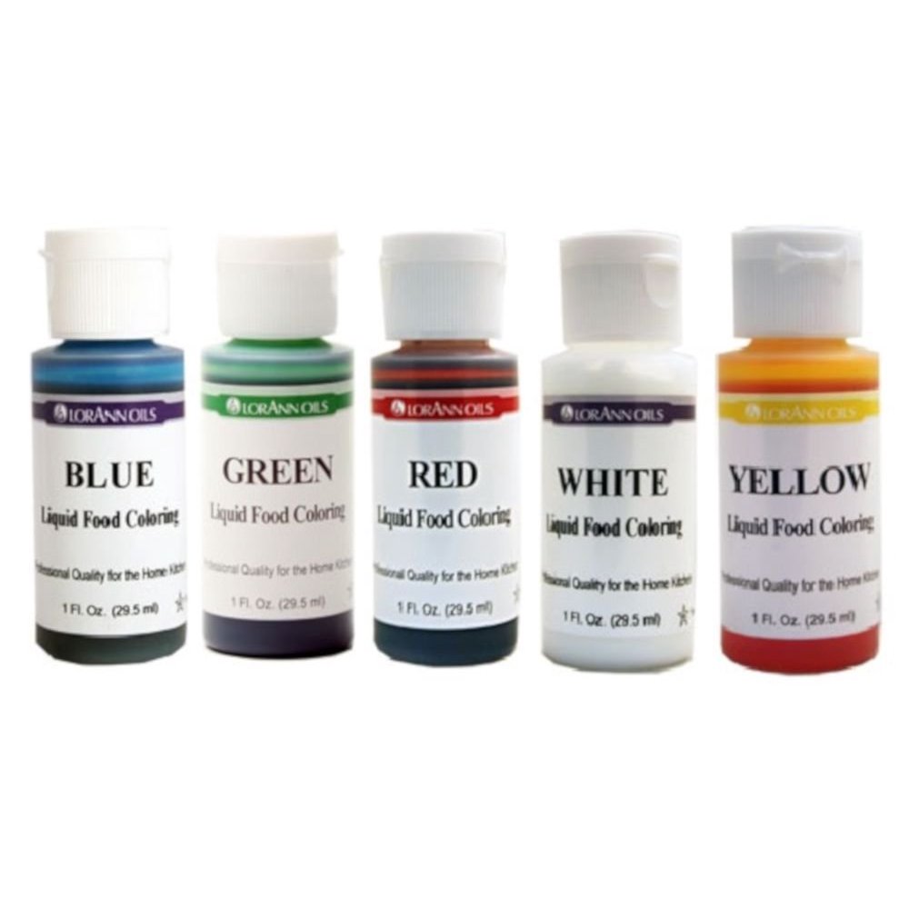 LorAnn Liquid Food Coloring Primary Water Based Colors Set of Five 1 oz Bottles Walmart