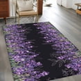 thumbnail image 3 of Rectangle Rug 3x5ft Area Rug,Spring Purple Lavender Flower Area Rugs for Living Room Bedroom,Watercolor Floral on Black Floor Mat Non-Slip Non-Shedding Carpet Indoor Accent Rugs, 3 of 9