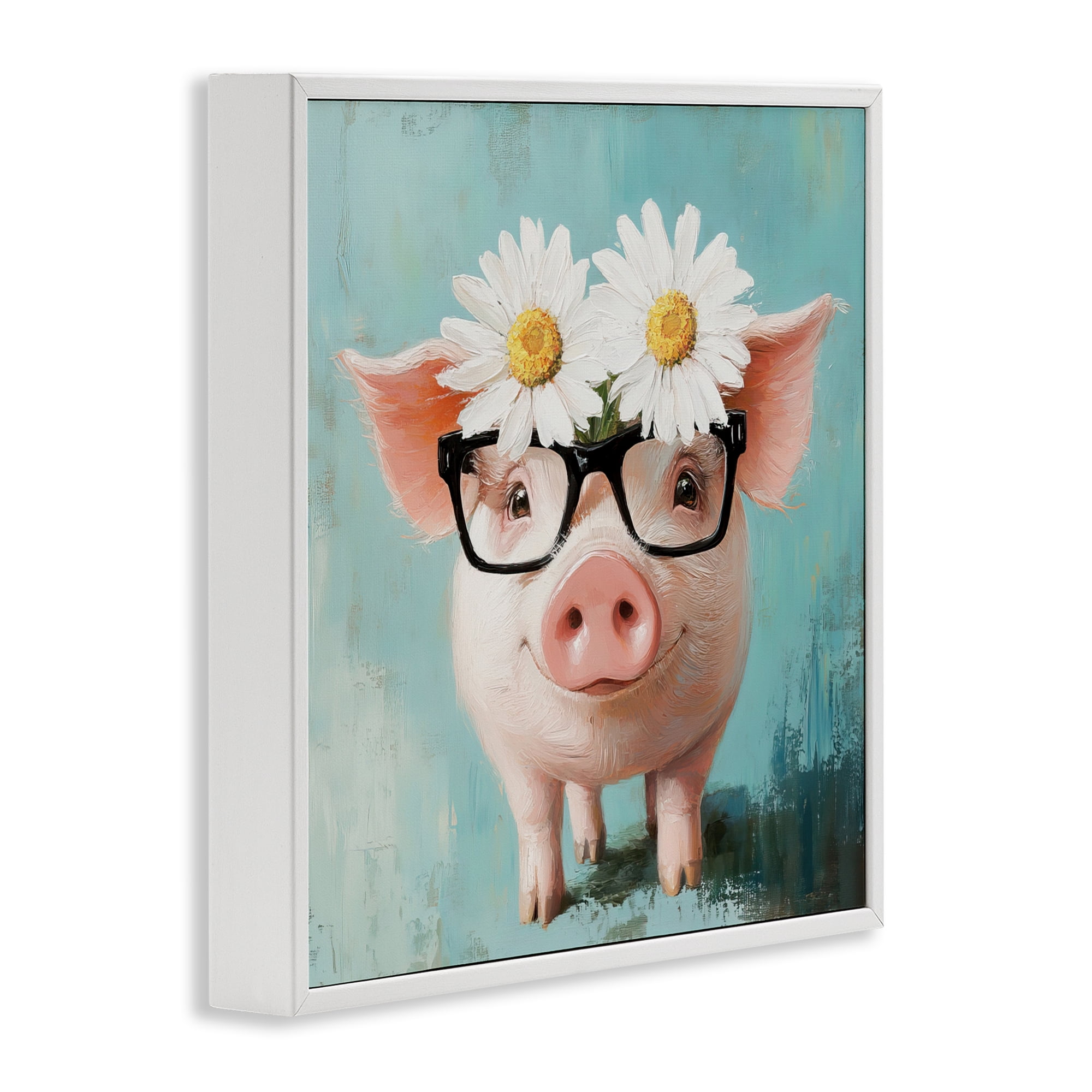 Stupell Industries Nerdy Natalie Piglet White Framed Giclee Art, design by Tina LeCour