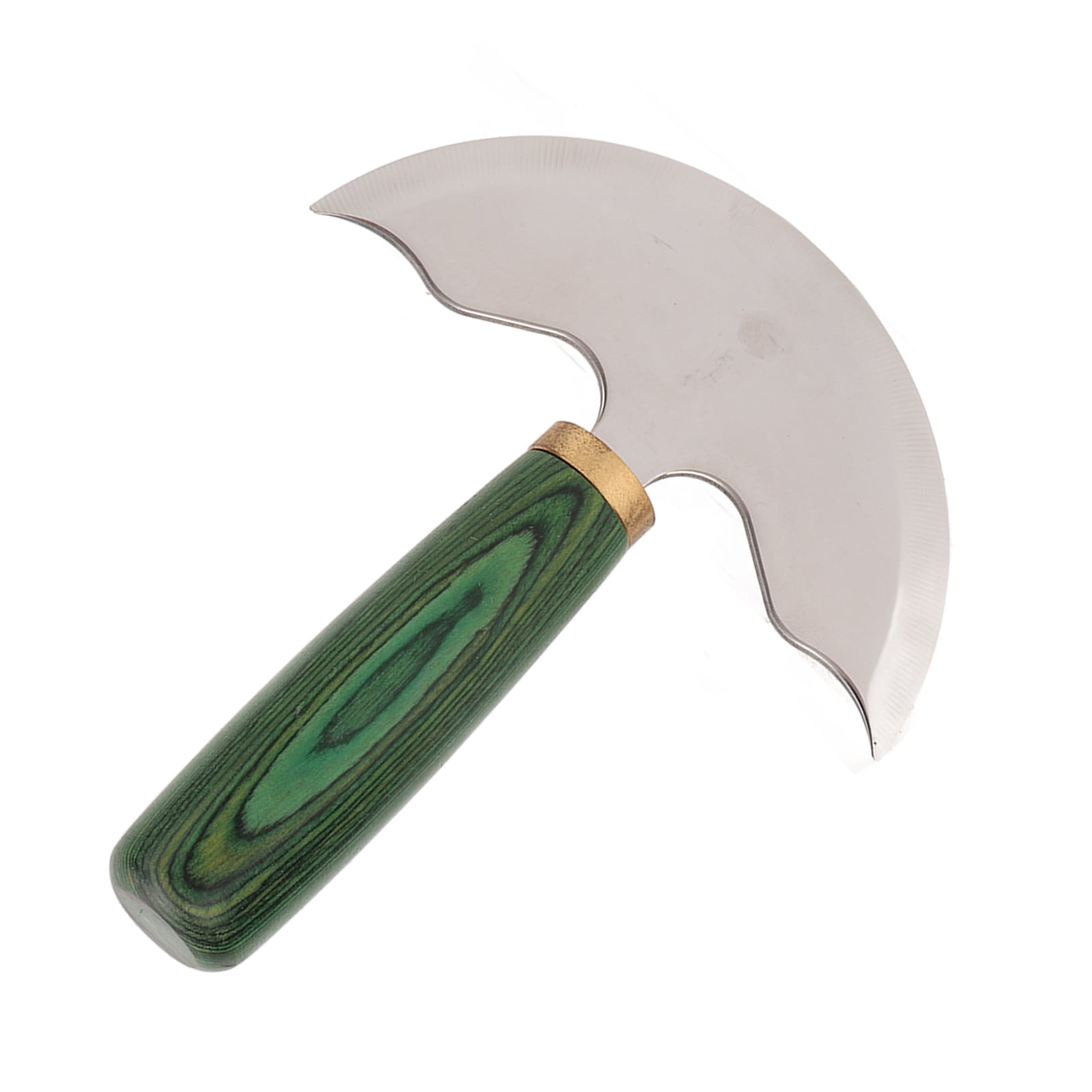 YAHHU Leather Round Head Knife Semicircle Green Wooden Handle Handmade DIY Leathercraft Skiver Trimming Knife Leather Working Tool Set 6.02 x 4.92 inches / 153 x 125 mm