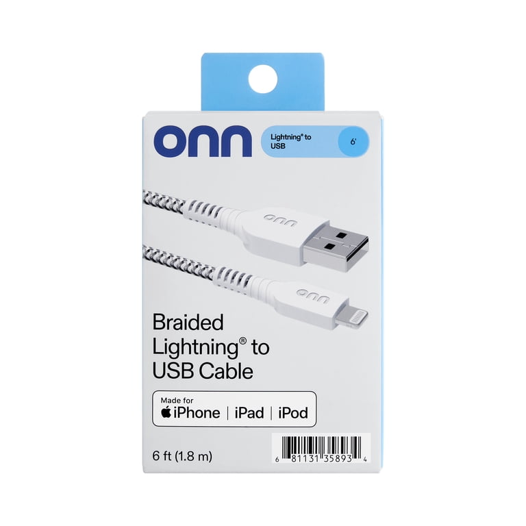 onn 6ft Lightning to USB-A Braided Charging Cable (2-Pack) photo 4