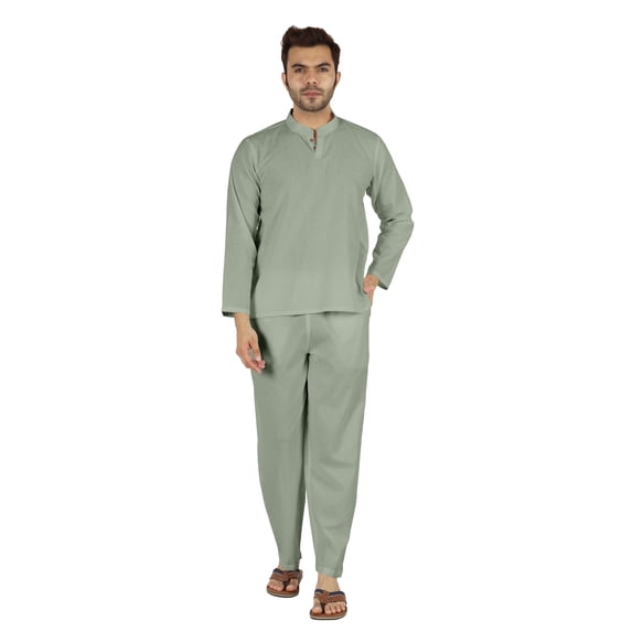 Inkmeso SolidNightwearSet For Men's Short Sleeve Pjs Loungewear Sets Soft Cotton Designer Sleepwear