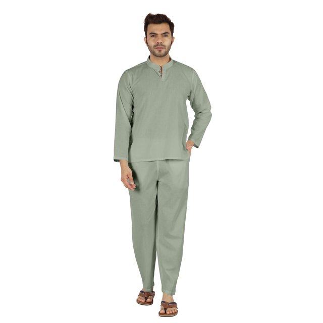 Inkmeso SolidNightwearSet For Men's Short Sleeve Pjs Loungewear Sets Soft Cotton Designer Sleepwear