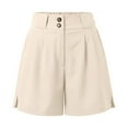 thumbnail image 4 of SNKSDGM Women's Plus Sweatpants Women Tall Length Extra Long Women Linen Pants Womens Shorts Trendy Summer Dressy Elastic High Waisted Side Slit Business Casual Suit Work Shorts with Pockets, 4 of 5
