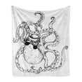 thumbnail image 1 of Octopus Soft Flannel Fleece Blanket, Hipster Octopus Tattoo Style Artwork Undersea Creature Monster Cartoon Print Art, Cozy Plush for Indoor and Outdoor Use, 50" x 70", White Black, by Ambesonne, 1 of 6