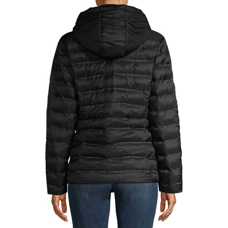 Time and tru women's packable puffer jacket with online hood
