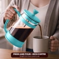 thumbnail image 3 of Utopia Kitchen Borosilicate Glass French Press Coffee Maker 34 Oz, Heat-Resistant Cafetiere & Tea Maker, Thickened Glass Coffee Press for Travel and Camping, Black, 3 of 7