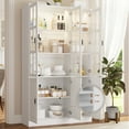 thumbnail image 4 of MEISSALIVVE 78.7" Kitchen Pantry Cabinet with Glass Doors & LED Lights, Freestanding Storage Hutch with Shelves, White Pantry Cupboard, 47.2" W x 15.7" D, 4 of 6