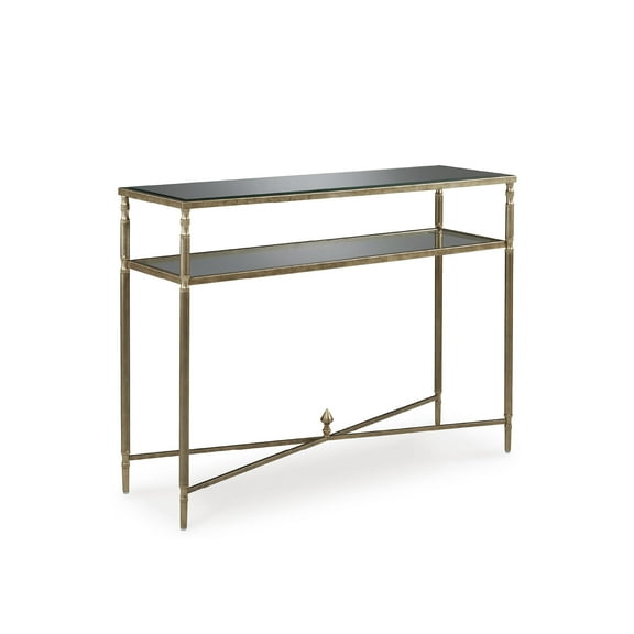 Signature Design by Ashley Cloverty Glass Top Sofa Table, Gold Finish