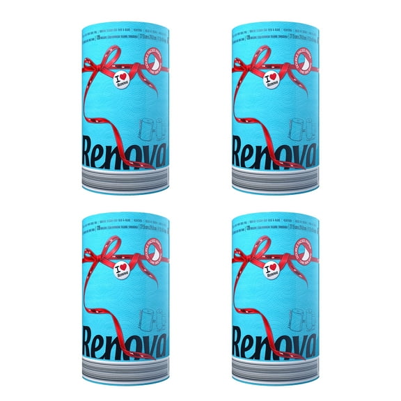 Renova Blue Paper Towels, 4 Rolls, 120 Sheets Per Roll