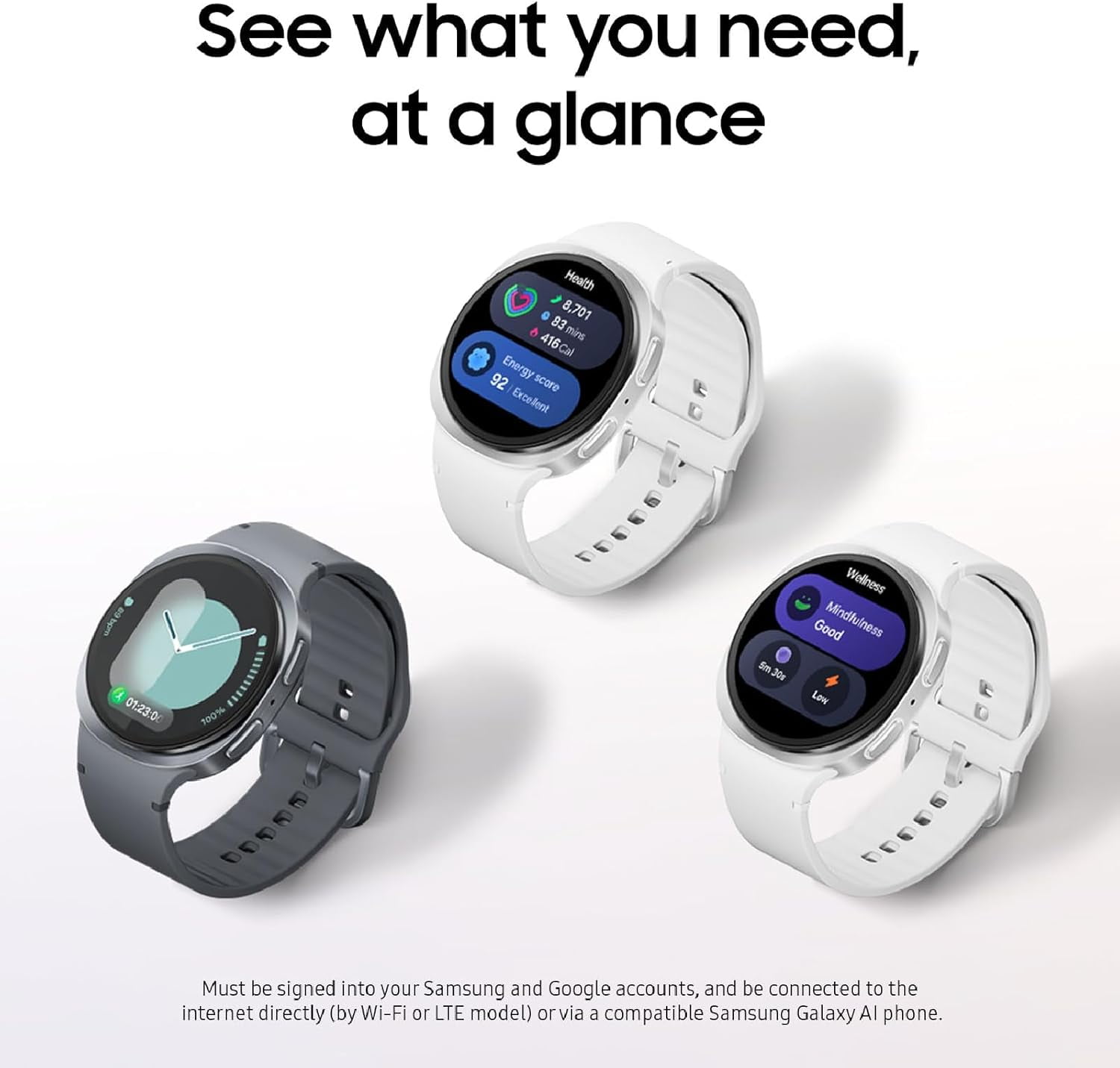 Samsung Galaxy Watch8 40mm Bluetooth Smart Watch,International Version, Silver, White Band