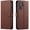 Brown, variant on Starshop Case for Samsung Galaxy S22 Ultra, +Screen Protector, Premium Leather Wallet Pocket Credit Card Slots-Black