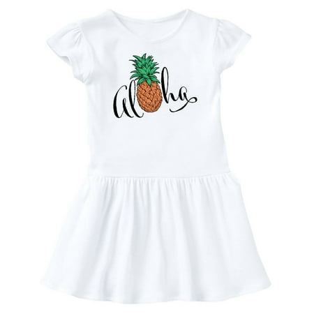 

Inktastic Aloha- in cursive with pineapple Gift Baby Girl Dress