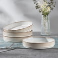 thumbnail image 4 of Vesteel Pasta Bowls Set of 4, 32oz Large Salad Bowls for Dinner Serving Soup, Ceramic Stoneware Pasta Plates with Textured Stripes, Microwave & Dishwasher Safe, Seashell White, 4 of 8