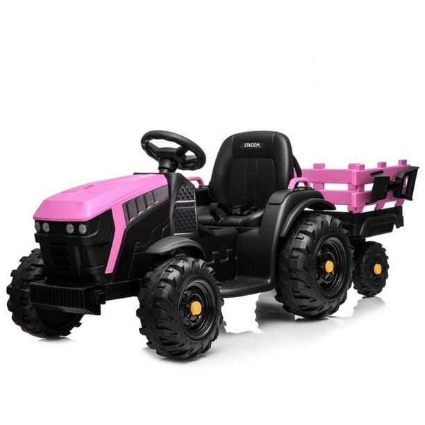 Kids Electric Tractor with Trailer, 12V Power Children Ride On Tractor