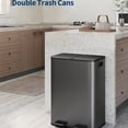 thumbnail image 4 of Garvee 15.85 Gallon Stainless Steel Double Trash Can with Lid, Step-on Recycling Bin, Black, 4 of 6