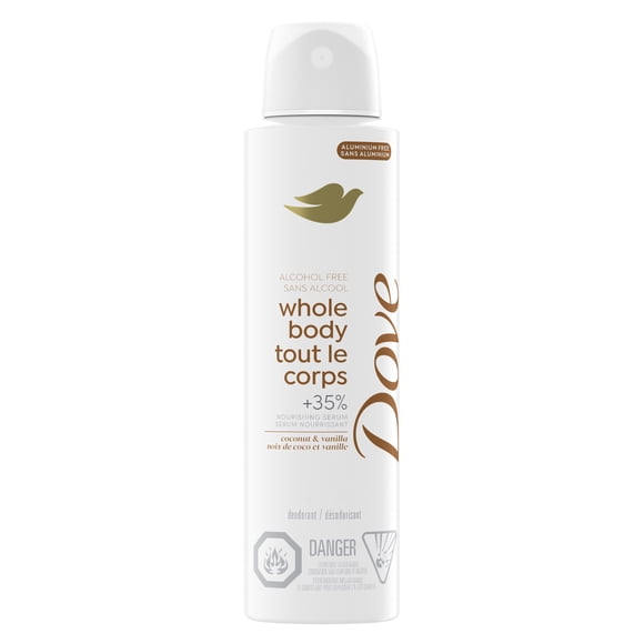 Dove Deodorant Spray, Whole Body Coconut & Vanilla, Aluminum-Free, 113g