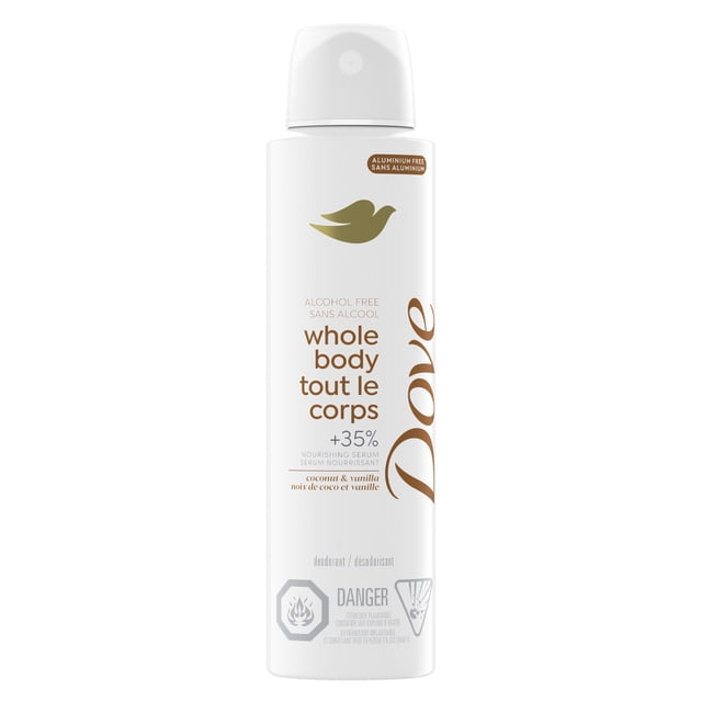 Dove Deodorant Spray, Whole Body Coconut & Vanilla, Aluminum-Free, 113g