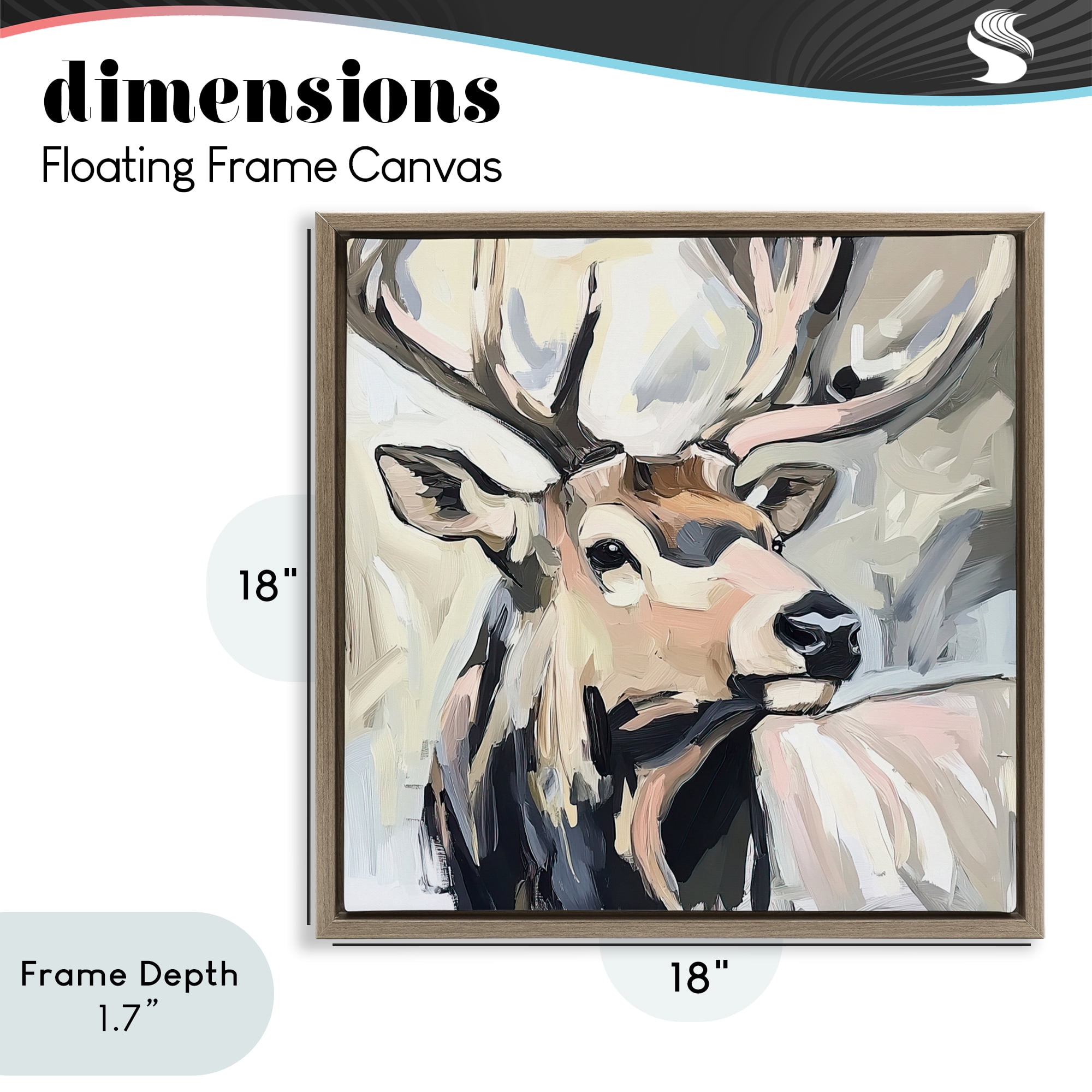 Stupell Industries Neutral Bull Elk Portrait Brown Framed Floater Canvas Wall Art, design by Tina LeCour