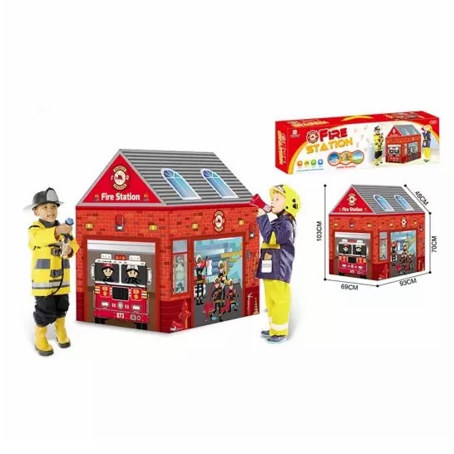 CIPACHO Kid Firemen Play Tent, Children Playhouse Indoor Outdoor Toy, Play House for Boy Girl, Red