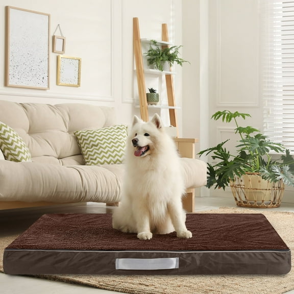 PayUSD Dog Bed for Extra Large Dogs Waterproof Thick Dog Beds Big Orthopedic Dog Beds with Removable Double Layer Washable Cover for Large Dogs Pet Bed Mat Egg-Crate Foam, XL(40"x30"x4"), Brown