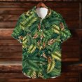 thumbnail image 4 of Dolkfu Floral Shirt for Men Short Sleeve Stretch Green Button up Shirt Tropical Vacation Boho Men's T-Shirts,L, 4 of 9