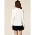 thumbnail image 3 of Blusas de mujer Blusa de trabajo de manga larga con cuello alto y lentejuelas Blanco S, 3 of 6