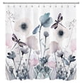 thumbnail image 3 of HVEST Watercolor Flower Shower Curtain,Abstract Black Pink Flowers and Dragonfly on White Background Bathroom Shower Curtain Modern Aesthetics Polyester Fabric Decor Curtain with Hooks, 69X70 inch, 3 of 6