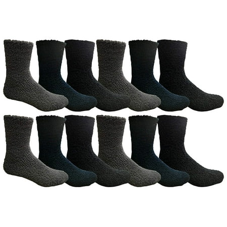 Excell Mens Fuzzy Socks, Soft Warm Winter Slipper Plush Socks - Multicolor - 12