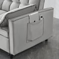 thumbnail image 5 of Velvet Sofa Bed, 3-in-1 Convertible Sleeper Sofa, Small Love Seat with Pocket & Pillow, Modern Pull Out Bed for Living Room, Apartment, Guest Room, Gray, 5 of 12