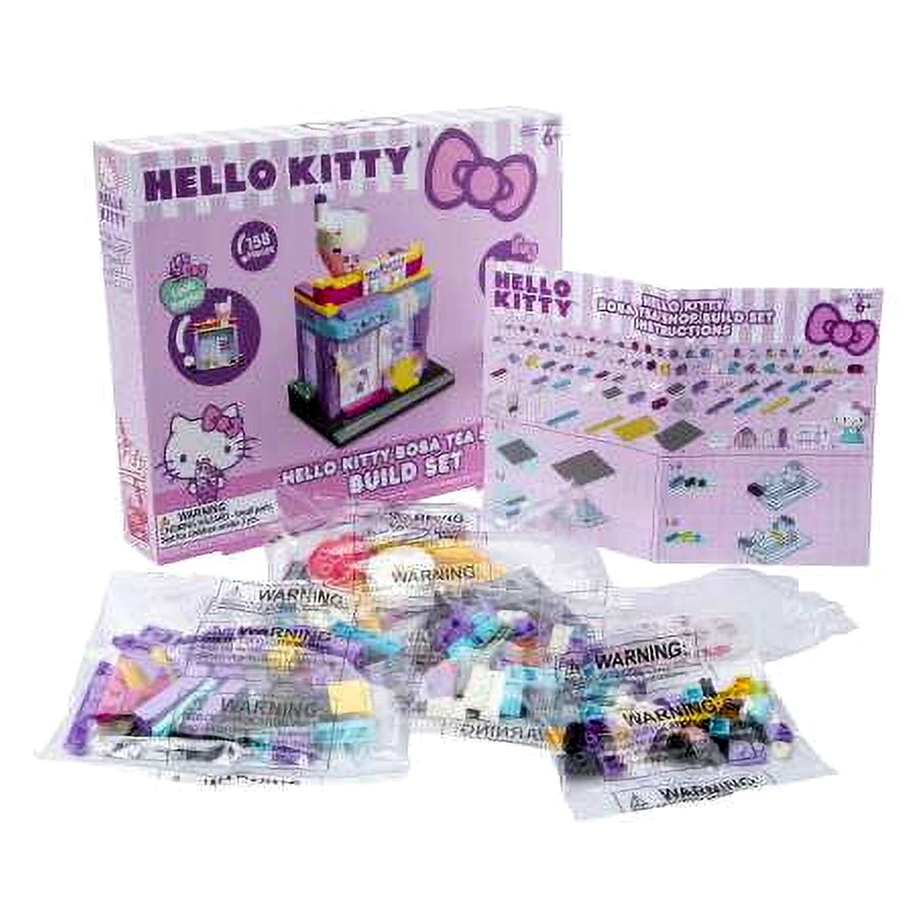 Hello Kitty Boba Tea Shop Kid's Building Block Toy, 158 Piece