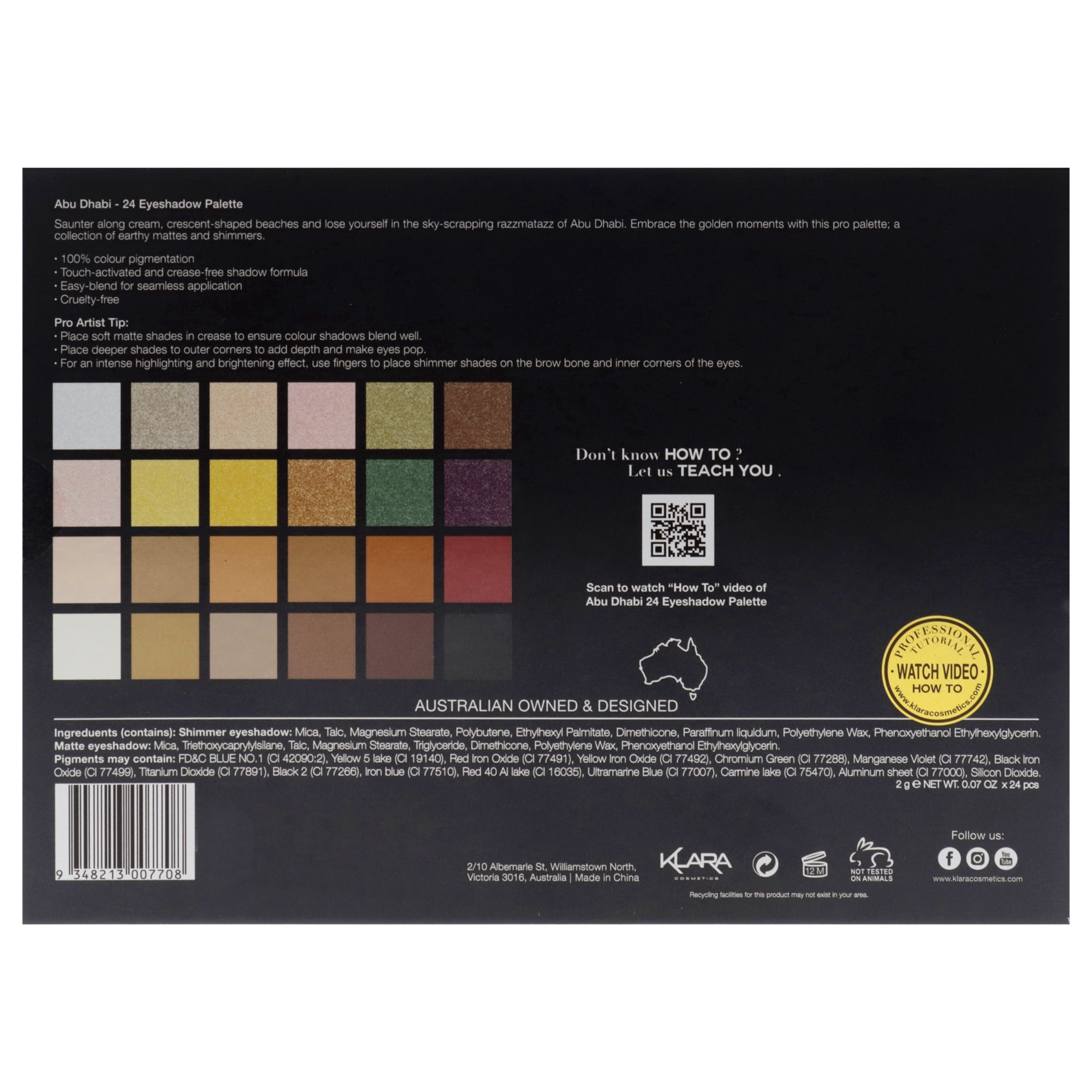 Klara 24 Eyeshadow Palette - Abu Dhabi , 1.68 oz Eye Shadow