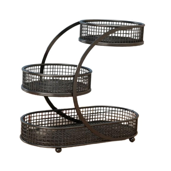 Kuntesetty Fruit Basket Storage Tray 3 Tier Metal Decorative Fruit Bowl Stand Organizer for Storing Fruits Kitchen Counter Snack Veggies Black