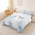 thumbnail image 3 of spefrowx Blue Sea Turtle Duvet Cover Queen for Kids Boys, Underwater Coral Seashell Queen Bedding, 3-Piece, 1 Duvet Cover and 2 Pillowcases, 3 of 6