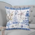 thumbnail image 4 of Navy Blue Coastal 24x24 Pillow Covers Set of 2, Summer Nautical Lighthouse Starfish Throw Pillow Covers Decorative Couch Cushion Case, Microfiber Square Pillowcases for Bedroom Car Living Room, 4 of 7