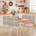 thumbnail image 2 of Christmas Tree Chair Covers Set of 8 Stripe Polka Dots Pine Trees Stars Modern Linen Chair Back Covers Stretch Removable Washable Slipcovers Protector for Dining Room Kitchen Party Decor, 2 of 5