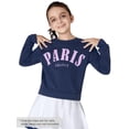 thumbnail image 5 of Serdomi Stylish Blue PARIS Crop Sweatshirts for Big Girls -Soft Long Sleeve Pullover Shirt Tween Size 10, 5 of 7