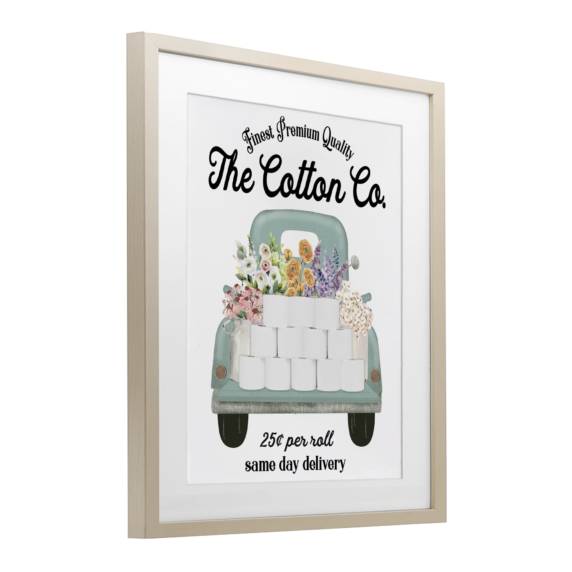 Toilet Paper Delivery Truck Birch Framed Print Under Glass, design by Lettered and Lined