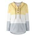 thumbnail image 4 of Fiaer,Loose Fit Color Blocking Hoodies for Women,Womens Buttons V Neck Long Sleeve Plus Size Drawstring Casual Trendy Hooded Sweatshirts Yellow S, 4 of 5