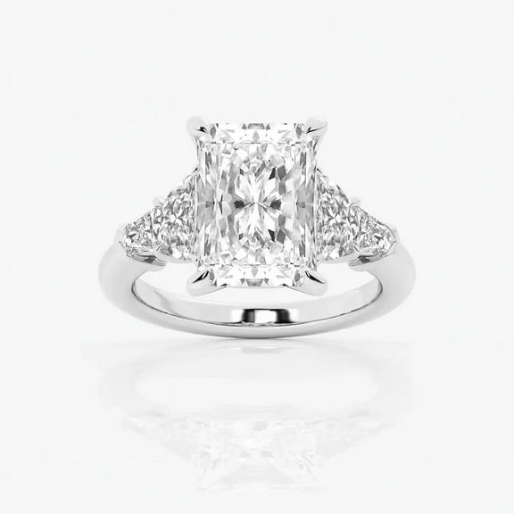 Zoya Jewel Radiant Cut 2.3 Ct Lab Created Diamond Ring – Accent Engagement Ring – 14K White Gold Plated – Women’s Wedding Gift Jewelry