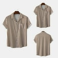 thumbnail image 2 of BLVB Button down Shirts for Men 2024 Stripe Lapel Short Sleeve Tops Casual Summer Beach Vacation Tees, 2 of 9